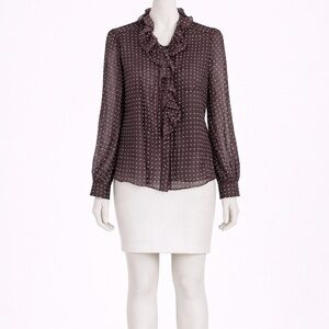 NILI LOTAN
Nicole Espresso Dot Print Silk Blouse Sz Xs